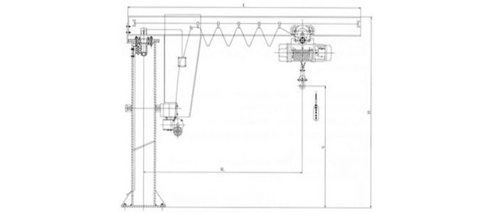 Pillar jib crane drawing 