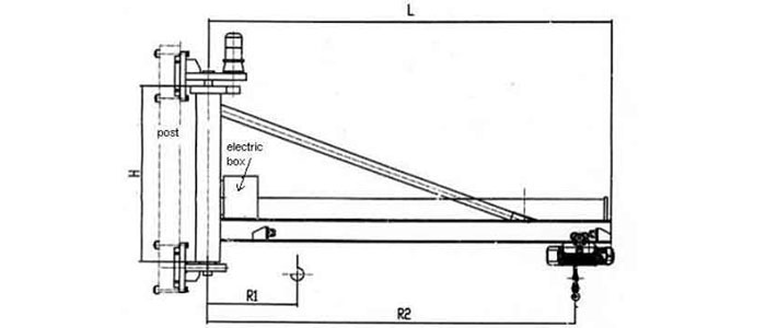 Wall mounted jib crane drawing