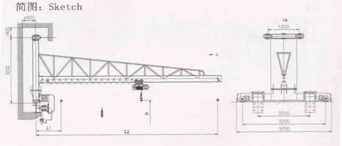 Wall travelling jib crane drawing