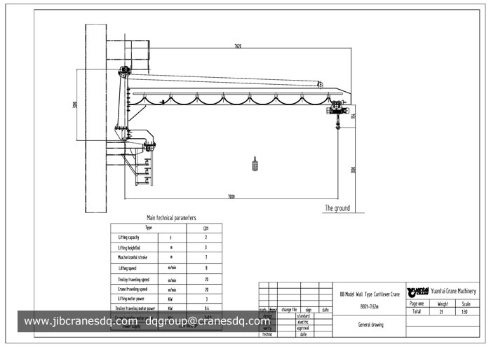 2 ton wall travelling jib crane drawing