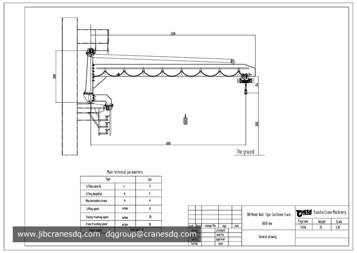 3 ton wall travelling jib crane drawing