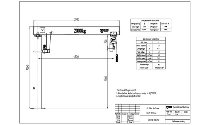 Pillar Jib Crane Design Drawing